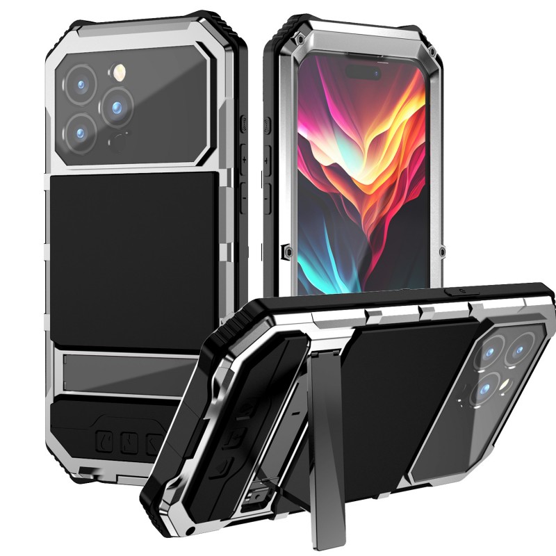 Metal Frame Shockproof Stand Apple Phone Case